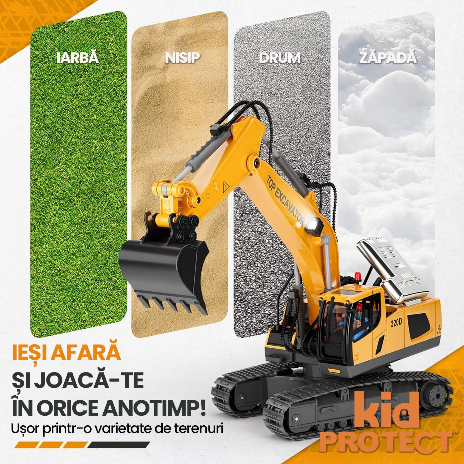 Excavator Cu Telecomanda Pentru Copii KidProtect IronClaw RC Excavator Cu Telecomanda Pentru Copii KidProtect IronClaw RC